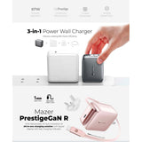 Mazer M-G67W-R6 PrestigeGaN R 67W GaN Wall Charger with Retractable USB-C Cable