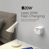 Mazer M-HOME-CUBE20UK CubePlug with 3 sockets + 2A1C PD20W Wall Plugs