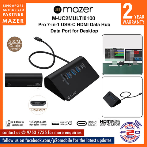 Mazer M-UC2MULTI8100 Infinite.Multimedia Pro 7-in-1 USB-C HDMI Data Port Hub