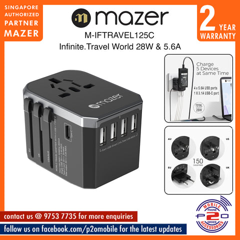 Mazer M-IFTRAVEL125C Infinite.Travel WORLD 28W/5.6A Travel Charger 4A/1C