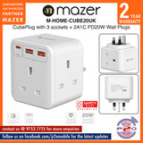 Mazer M-HOME-CUBE20UK CubePlug with 3 sockets + 2A1C PD20W Wall Plugs