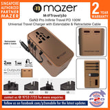 Mazer M-IFTravel380 GaN3 Pro Inifinte Travel PD 100W Universal Travel Charger with Extendable & Retractable Cable