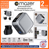 Mazer M-Ai-G65W-V7UK AiPrestigeGaN 65W Gan Wall Charger Ai Display (3 Ports)