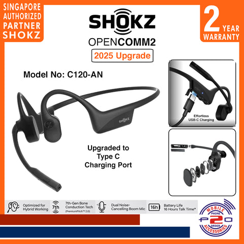 Shokz OPENCOMM2 (2025 Upgrade) Bone Conduction Stereo Bluetooth Headset / Shokz OPENCOMM 2 (2025 Upgrade)