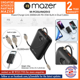 Mazer M-PC35LINK20V2 PowerCharge Link 20 000mAh PD 35W Built-in Dual Cables Power Bank