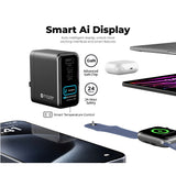 Mazer M-Ai-G100W-V7 AiPrestigeGaN 100W Gan Wall Charger Ai Display with Travel Pins (3 Ports)