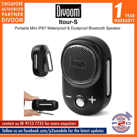 Divoom Itour-S Portable Mini IP67 Waterproof & Dustproof Bluetooth Speaker
