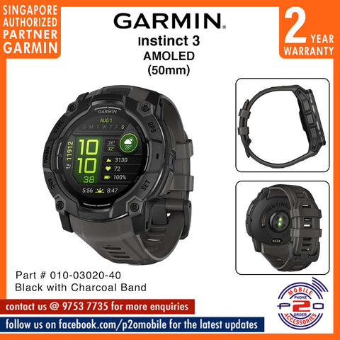 Garmin Instinct 3 (50 mm) AMOLED Rugged GPS Smartwatch