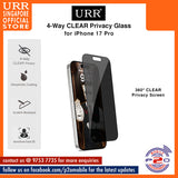 URR 4-Way CLEAR Privacy 2.5D Full Tempered Glass for iPhone 17 Pro Max / iPhone 17 Pro / iPhone 17 Air / iPhone 17