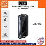 URR 2-Way CLEAR Privacy 2.5D Full Tempered Glass for iPhone 17 Pro Max / iPhone 17 Pro / iPhone 17 Air /iPhone 17