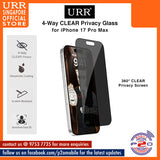 URR 4-Way CLEAR Privacy 2.5D Full Tempered Glass for iPhone 17 Pro Max / iPhone 17 Pro / iPhone 17 Air / iPhone 17