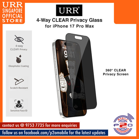 URR 4-Way CLEAR Privacy 2.5D Full Tempered Glass for iPhone 17 Pro Max / iPhone 17 Pro / iPhone 17 Air / iPhone 17