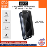 URR 2-Way MATTE Privacy 2.5D Full Tempered Glass for iPhone 17 Pro Max / iPhone 17 Pro / iPhone 17 Air /iPhone 17