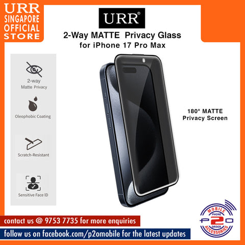 URR 2-Way MATTE Privacy 2.5D Full Tempered Glass for iPhone 17 Pro Max / iPhone 17 Pro / iPhone 17 Air /iPhone 17