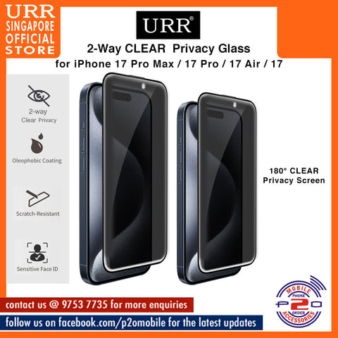 URR 2-Way CLEAR Privacy 2.5D Full Tempered Glass for iPhone 17 Pro Max / iPhone 17 Pro / iPhone 17 Air /iPhone 17