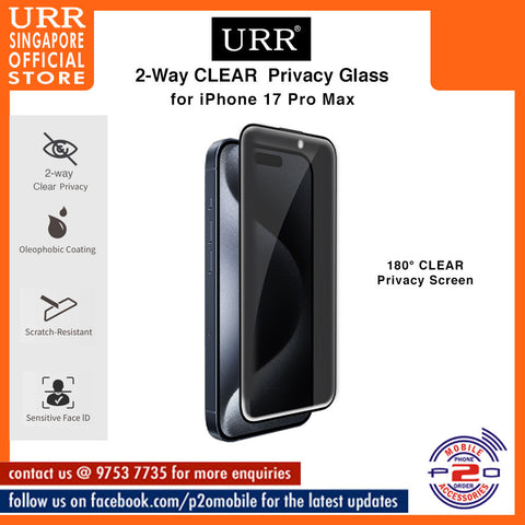URR 2-Way CLEAR Privacy 2.5D Full Tempered Glass for iPhone 17 Pro Max / iPhone 17 Pro / iPhone 17 Air /iPhone 17