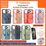 Torras Ostand Spin Air with Premium Tempered Glass Bundle for iPhone 17 Pro Max / iPhone 17 Pro