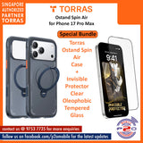 Torras Ostand Spin Air with Premium Tempered Glass Bundle for iPhone 17 Pro Max / iPhone 17 Pro
