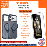 Torras Ostand Spin Air with Premium Tempered Glass Bundle for iPhone 17 Pro Max / iPhone 17 Pro