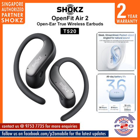 SHOKZ OpenFit Air 2 T520 | Open-Ear Lightweight True Wireless Earbuds [2 Years Warranty]