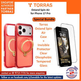 Torras Ostand Spin Air with Premium Tempered Glass Bundle for iPhone 17 Pro Max / iPhone 17 Pro