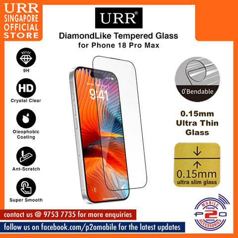 URR DiamondLIKE 0.15mm Ultra Slim Crystal Clear Tempered Glass for iPhone 18 Pro Max / 18 Pro