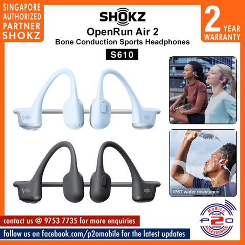 SHOKZ OpenRun Air 2 (S610/S611) | Standard & Mini Size | Open-Ear Headphones, Lightweight, IP67 [2 Years Warranty]