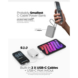 Mazer M-PC35CC (CCC Certified) PowerCharge Nano Duo 10,000mAh PD35W Power Bank with Built-in Dual USB-C Cables