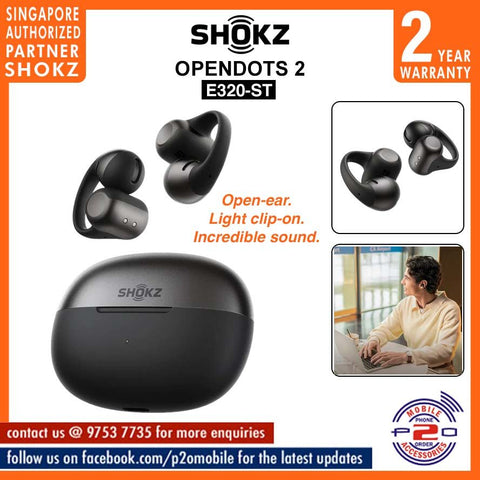 Shokz OpenDots 2 (E320-ST) Open-Ear Clip-On Design True Wireless Earbuds