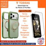 Torras Ostand Spin Air with Premium Tempered Glass Bundle for iPhone 17 Pro Max / iPhone 17 Pro