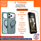 Torras Ostand Spin Air with Premium Tempered Glass Bundle for iPhone 17 Pro Max / iPhone 17 Pro