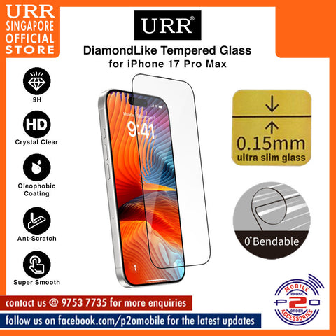 URR DiamondLIKE 0.15mm Ultra Slim Crystal Clear Tempered Glass for iPhone 17 Pro Max / 17 Pro