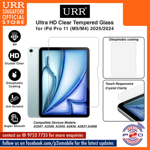 URR Ultra HD Glass 2.5D Full Tempered Glass for iPd Pro 11" (M5/M4) 2025/2024