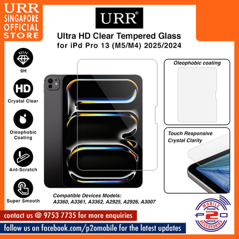 URR Ultra HD Glass 2.5D Full Tempered Glass for iPd Pro 13" (M5/M4) 2025/2024