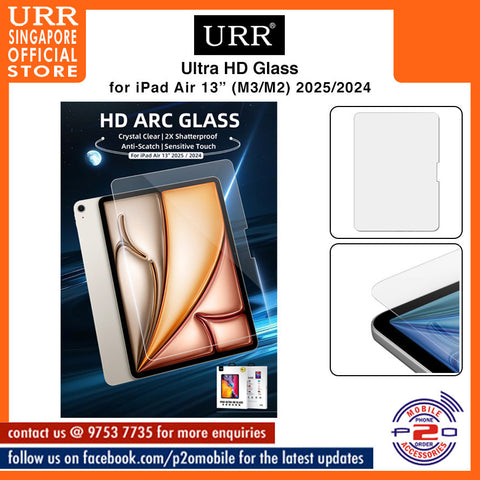 URR Ultra HD Glass Oleophobic Coating Screen Protector for iPd Air 13-inch (M3) Year 2025 / Year 2024
