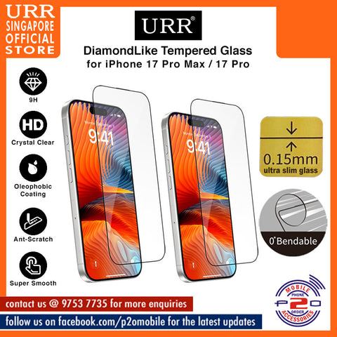 URR DiamondLIKE 0.15mm Ultra Slim Crystal Clear Tempered Glass for iPhone 17 Pro Max / 17 Pro