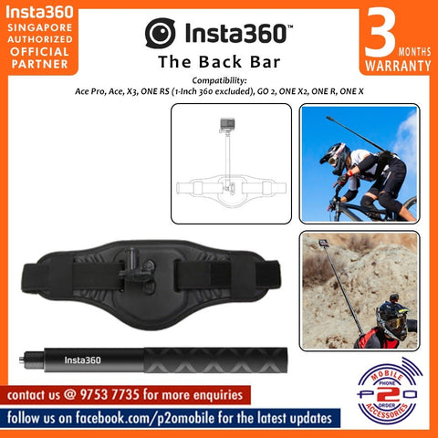 Insta360 The Back Bar & Invisible Selfie Stick, Compatibility:X3,ONE RS (1-Inch 360 excluded),GO 2,ONE X2,ONE R,ONE X