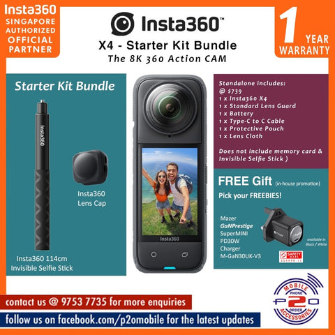 Insta360 X4 360 Action Camera Starter Kit Bundle