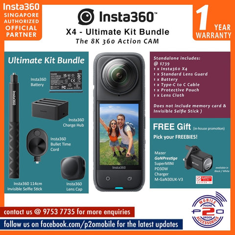 Insta360 X4 8K30fps 360 Action Camera - Ultimate Kit Bundle