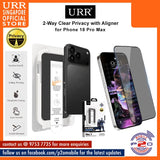 URR 2-Way CLEAR Privacy 2.5D Full Tempered Glass with Aligner Kit for iPhone 18 Pro Max / 18 Pro