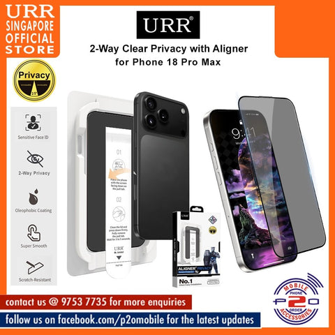 URR 2-Way CLEAR Privacy 2.5D Full Tempered Glass with Aligner Kit for iPhone 18 Pro Max / 18 Pro