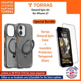Torras Ostand Spin Air with Premium Tempered Glass Bundle for iPhone 17 Pro Max / iPhone 17 Pro